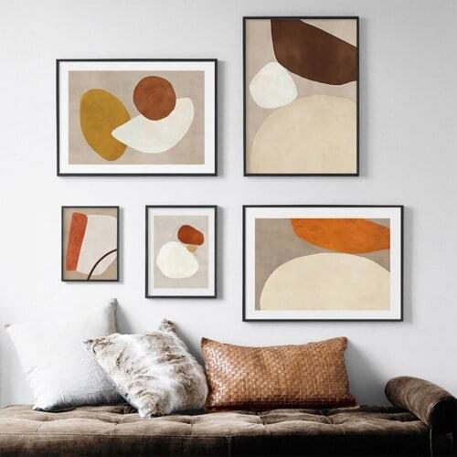 Abstract Geometry Beige Minimalist Wall Art Canvas Painting Poster Print Picture Living Room Over the Sofa Modern Home Decor