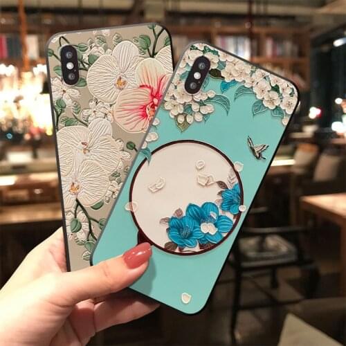 White Flower Embossed Phone Case for iPhone 11 12ProMax XS MAX XR X Soft Silicone Tpu Back Cover For iPhone 8 7 6s 6Plus