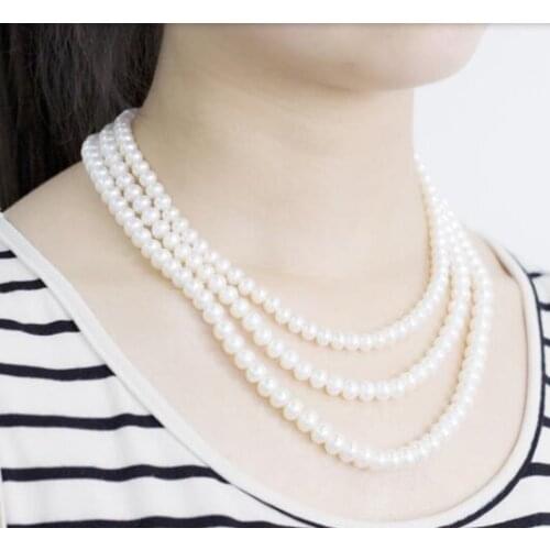 Noble women gift 17-19INCH GOLD CLASP HUGE 9-10mm white 100% Jewelry AAAA Natural farming Fresh water Pearl Necklace