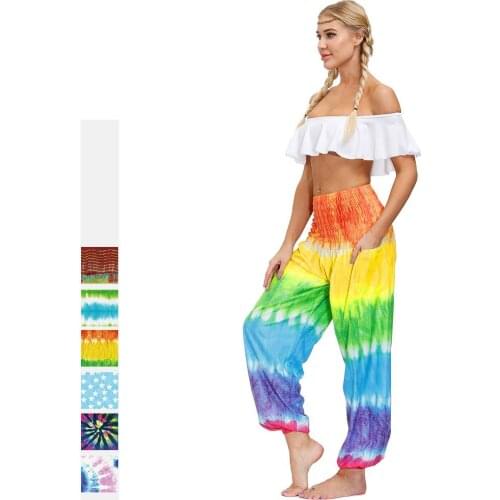 Bohemia Tie Dye Printed Women Sports Yoga High Waist Lantern Pants Leggings Sport Women Fitness