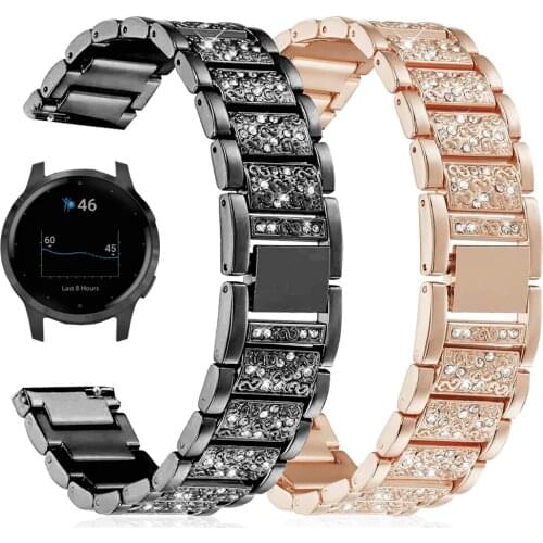 20 22mm Women Diamond Bracelet for Garmin Vivoactive 4 3 Watch Band for Garmin Watch Vivomove HR Active Luxury Strap Metal Belt