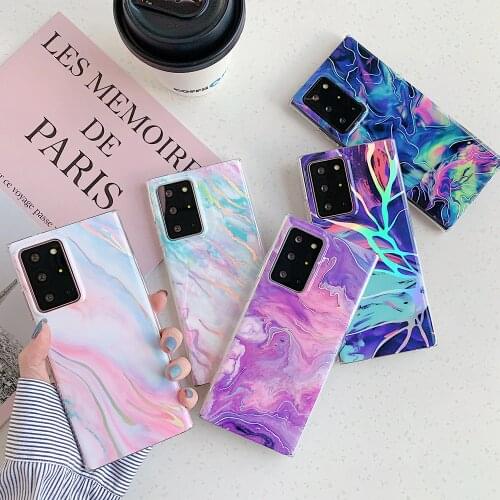 LOVECOM Laser Gradient Marble Phone Case For Samsung S21 S20 FE S10 S9 Plus A21S A51 A50 A71 Note 20 10 Ring Soft Back Cover