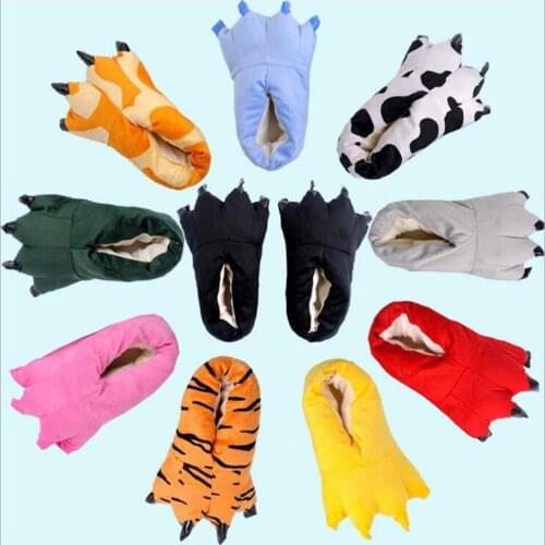 Children Onesie Pajama Shoes Kids Cartoon Unicorn Tiger Paw Winter Warm Animal Claws Indoor Shoes Slipper Boys Pyjama Shoes