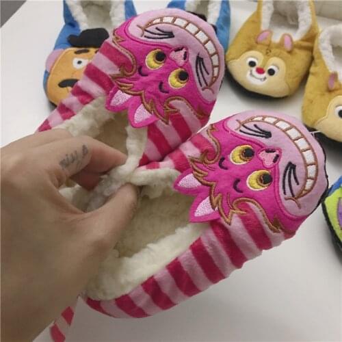 Disney Alice in Wonderland Anime Baby Slippers Cartoon Children Plush Shoes Warm Winter Kids Unisex Gifts