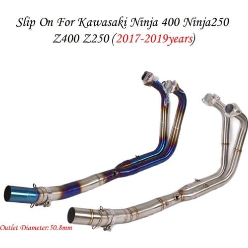 For KAWASAKI NINJA400 250 300 EX400 Z400 2017 2018 2019 Full System Motorcycle Exhaust Middle Pipe Slip On Full System Link Pipe