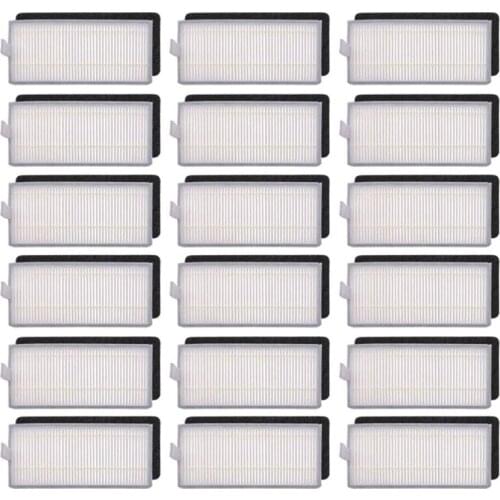 18 Pairs HEPA Filter and Filter Cotton Sweeping Robot Accessories for Ecovacs Deebot N9+ Robot Vacuums