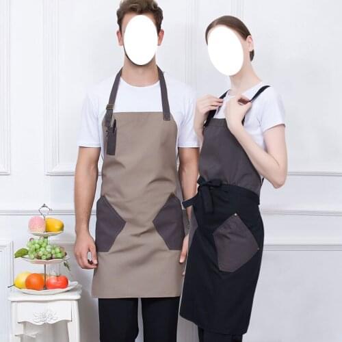 Cotton Canvas Gray Bib Apron Kitchen Chef Hairdresser Salon Waitress BBQ Uniform Apron For Women Man Custom Print Logo