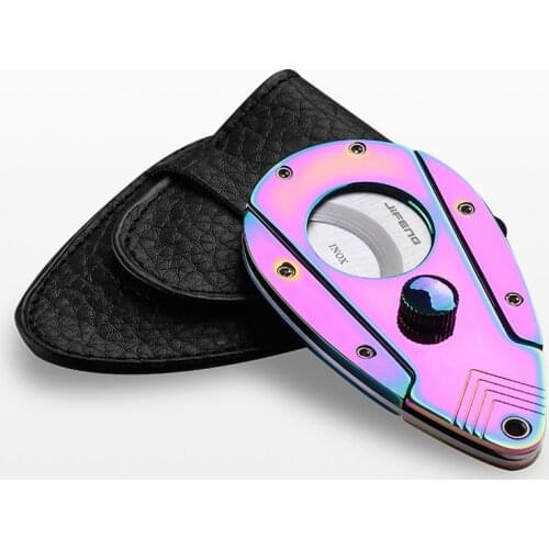 JIFENG Vintage Super Sharp Cigar Cutter Stainless Steel Cigar Scissors Tobacco Cutting With Leather Case Fit COHIBA Cigars