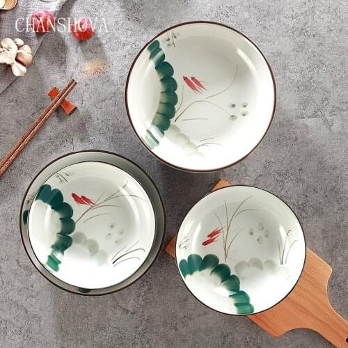 CHANSHOVA Chinese Under Glazed Ceramic Round Dinner Plate Pizza Plate Steak Dish Dessert Tray Porcelain Kitchen Utensils H003