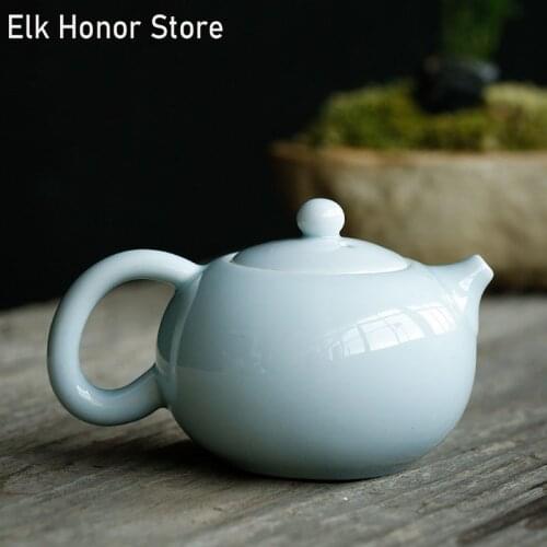 180ml Celadon Porcelain Teapot Xishi Small Hand Grasp Pot White Jade Ceramic Kung Fu Tea Pu'er Master Pot Household Teaware Gift