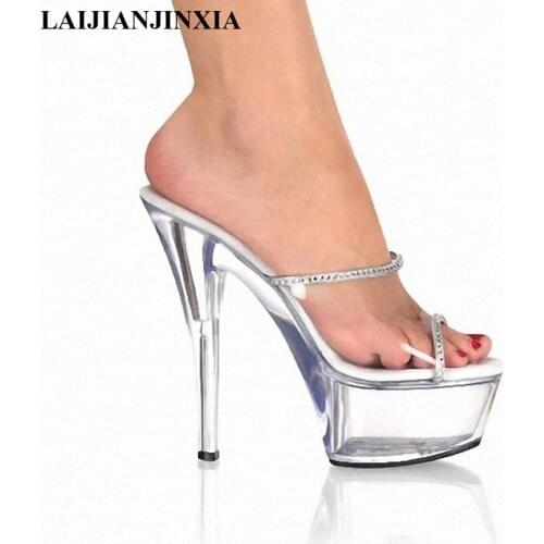 LAIJIANJINXIA NEW girls Slippers 15 cm high heels comfortable waterproof New style PVC womens Shoes