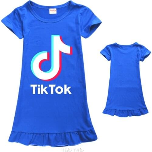 Baby Girls Summer Tik Tok Dress Girls Short-Sleeved Dress Children Clothing Toddler Kids Dresses Clothes for 2-12 Years