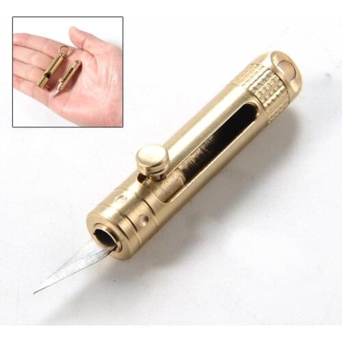 EDC Mini Detachable Knife Portable Paper Cutting Multi-function Mini Blade Knives Brass Pocket Key Ring Folding Knife 2021