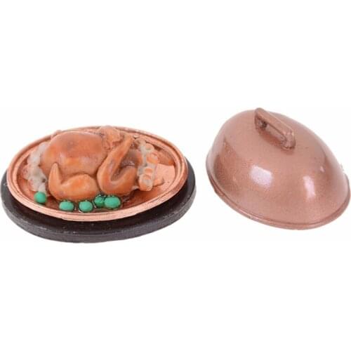 Kids 1:12 Dollhouse Miniature Food Christmas Turkey With Lid Pretend Play Kitchen Toys Kids Gift
