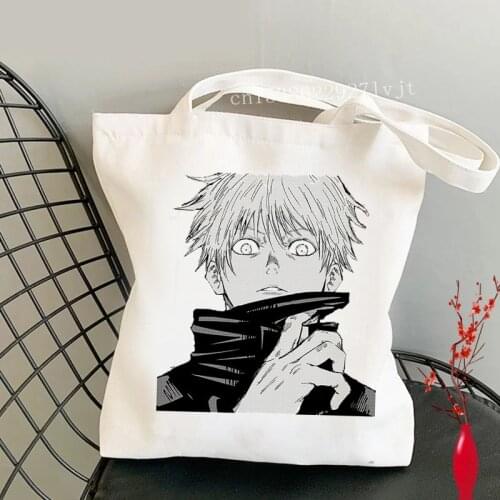 Jujutsu Kaisen shopping bag reusable shopper tote cotton bag bolsas ecologicas woven reciclaje sacolas