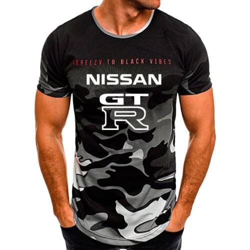 Mens short sleeve GTR Car Logo printing Summer high quality cotton Harajuku Casual high quality Camouflage O-neck T-Shirt tops