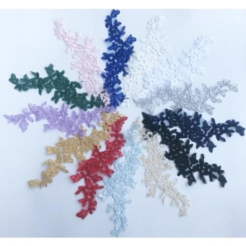 1PCS High Quality Gold Lace Fabric Collar Trim 3D Patches Patch White Pink Lace Applique Embroidery Patches For Clothing QA17