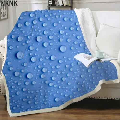 NKNK Raindrop Blankets Novel Bedspread For Bed Retro Plush Throw Blanket Blue Bedding Throw Sherpa Blanket Fashion Premium