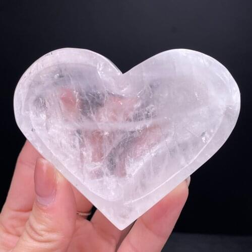 Wholesale Natural Quartz Stone Gift Carved Bowl Heart Shape Crystal Figurine Chakra
