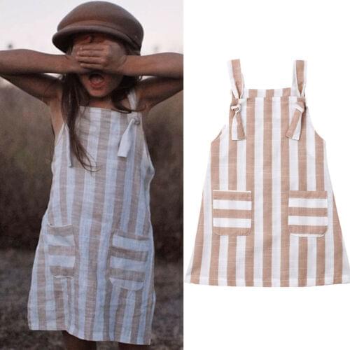 Girl Dress 2019 Summer Toddler Kid Baby Girl Striped Bowknot Clothes Sundress Dress Outfit Set