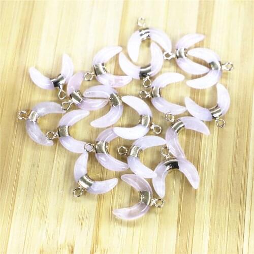 10pcs/lot Moon Shape Natural Stone Pendants Real Agates Pendants Charms for Making DIY Jewelry Pendant Necklace Size 16x10mm