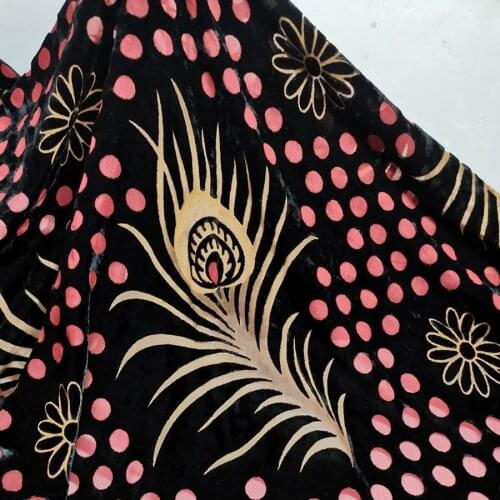 Flocked DIY Silk rayon fabric 114cm width fleeced Burn-out fabric wedding dress material fabric 1Yard