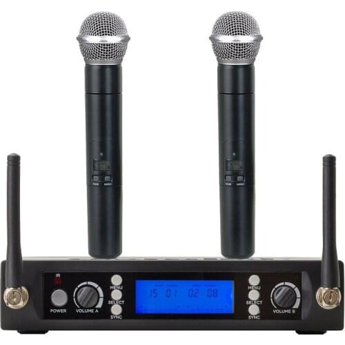 Bolymic Professional UHF PLL Dual Channes Cordless Karaoke Wireless Microphone microfono inalambrico System