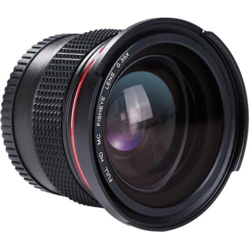 ZUOCHEN 58MM 0.35x Fisheye Lens, Wide Angle Macro Lens Blue Film Coated HD DSLR Camera Lens with Microfiber Lens