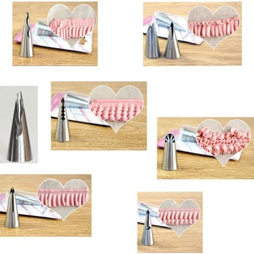 Cake Cream Decoration Silicone Pastry Bag + 7pcs Frills Tips Set Stainless Steel Icing Piping Nozzles Set Baking Tool