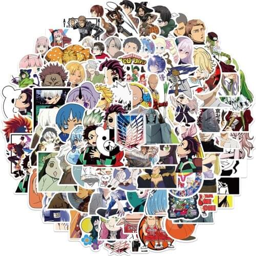 10/30/50PCS Mixed Anime Jujutsu Kaisen Demon Slayer Cartoon Stickers Bike Travel Luggage Phone Laptop Cool Graffiti Sticker Toy