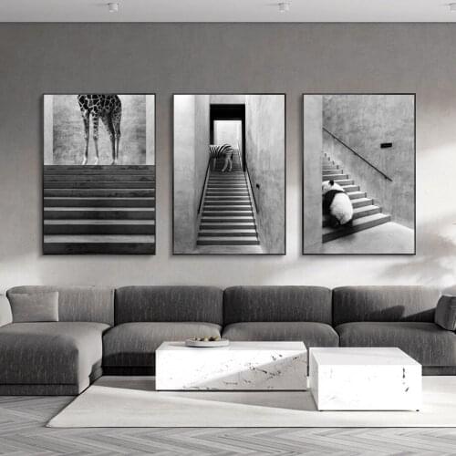 Modern Style Animal Black and White Canvas Painting Wall Art Nordic Posters and Prints Wall Pictures for Living Room Decoration