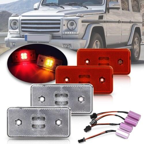 LED Front Fender Side Marker Lamp For Mercedes Benz G-Class G500 G550 G55 G63 2002-2014 Turn Signal Lamps 2pcs Red +2pcs Amber