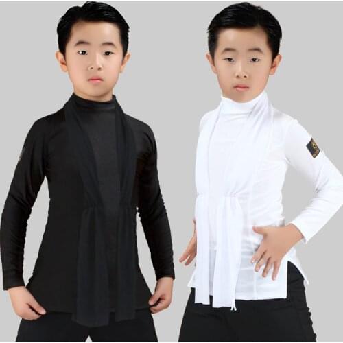 Latin Top Long Sleeve Boys Dance Shirt Salsa Rumba Cha Cha Samba Dancing Clothing Children Competition Performance Wear DN3130