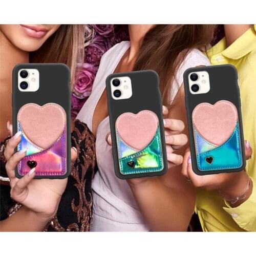 VNSTRIP Slim Case With Heart Shape Card Holder Wallet Pocket Protective case for iPhone 11 11pro 11pro Max Phone Case