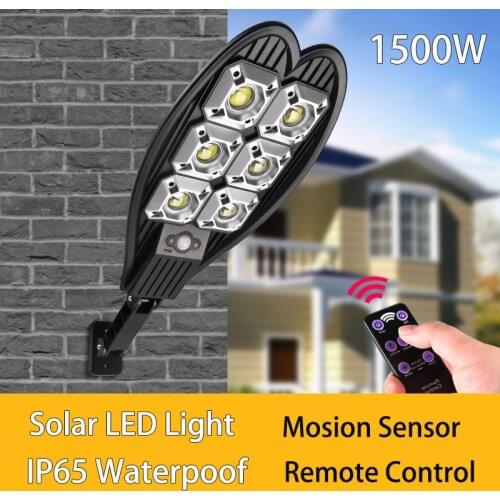 Solar LED Street Light Waterproof Smart Remote Control PIR Motion Sensor Lamp 108COB 1500W Outdoor Garden Security Wall Light