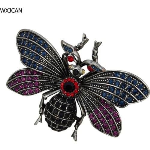 Vintage insect brooch Micro-crystal luxury lapel pin broches de strass luxo trinket bijouterie B5670