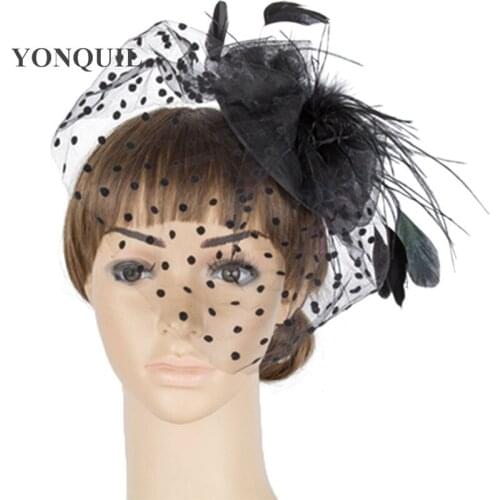 Perfct Color Crinoline Fascinator Headwear Feather Colorful Mesh Church Show Hair Accessories Red Millinery Cocktail Hats MYQ050