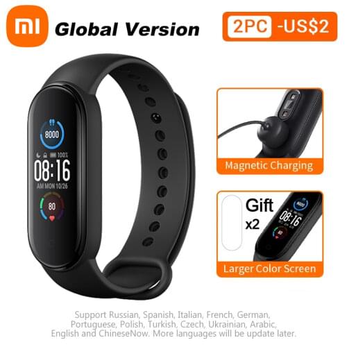 Xiaomi Mi Band 5 Globale version Smart Armband AMOLED Bildschirm Smartband Fitness Traker Bluetooth Sport Wasserdichte Band 6