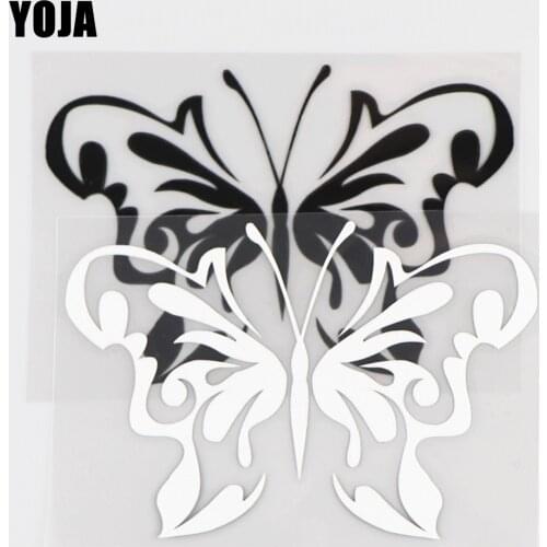 YOJA 11.4×7.7CM Vinyl Small Butterfly Pattern Cartoon Decal Animals Car Stickers Black/Silver 19C-0077