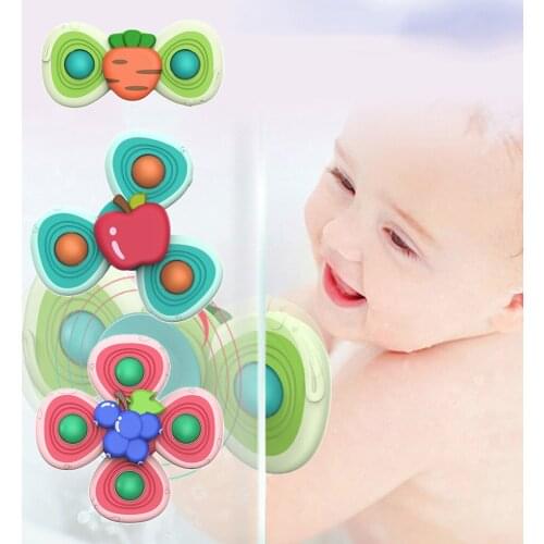 Funny Baby Bath Toys Top ning Top ner Fruit Design Turntable Stress Relief Kids Gift
