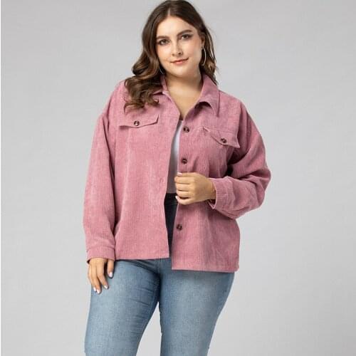 2020 Spring Autumn Jackets Women Turn Down Collar Long Sleeve Casual Coat Outwear Pink Plus Size Women Clothing