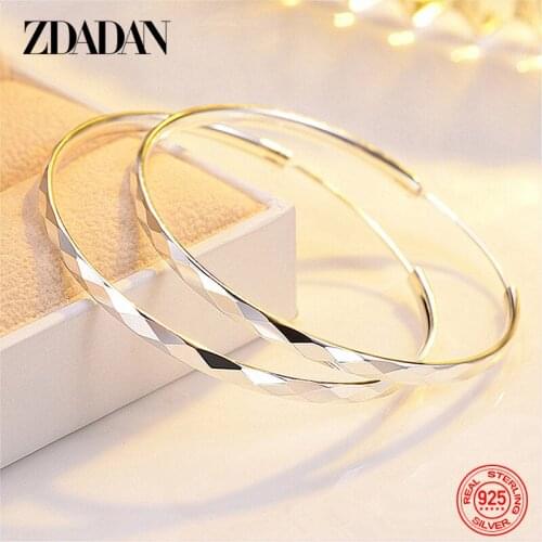 ZDADAN 925 Sterling Silver 35MM 50MM Round Circle Big Hoop Earrings For Women Fashion Jewelry