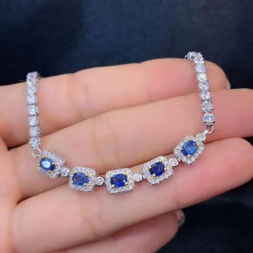 KJJEAXCMY Fine Jewelry 925 Sterling Silver inlaid gemstone sapphire women hand bracelet elegant support test hot selling