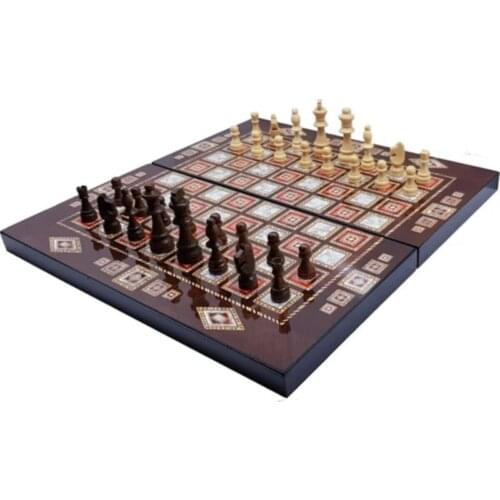 Star 2 Si A Combination of Backgammon And Chess set Wood Figured (Big size) Mother Of Pearl