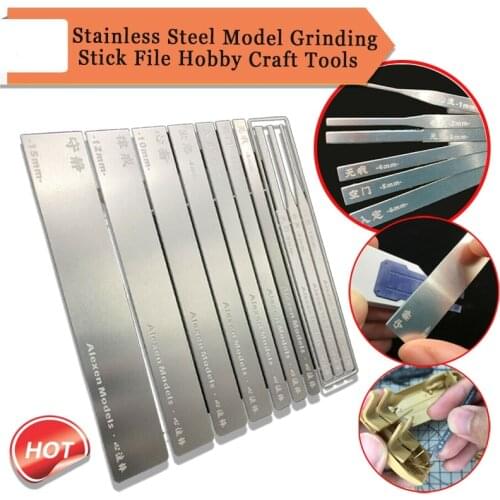 10in1 Stainless Steel Model Grinding Stick for Gundam Military Aj0069 Thin General Purpose Sanding Rod Hobby Model making Tool