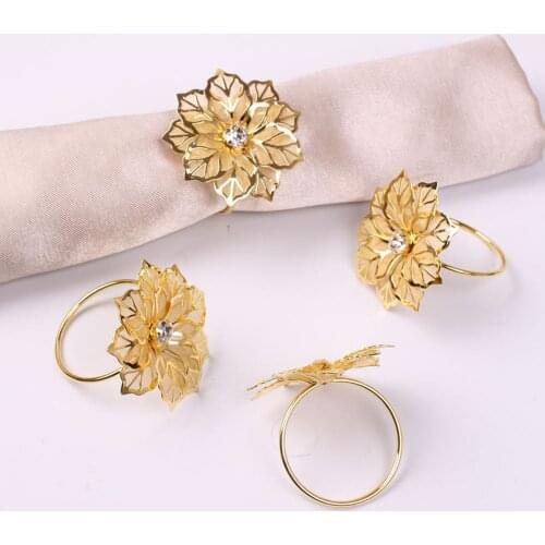 12 Pcs Table Decoration & Accessories Floral Metal Rings Napkin Holder Dinner Wedding Towel Ring for Party Table Hot Napkin Ring