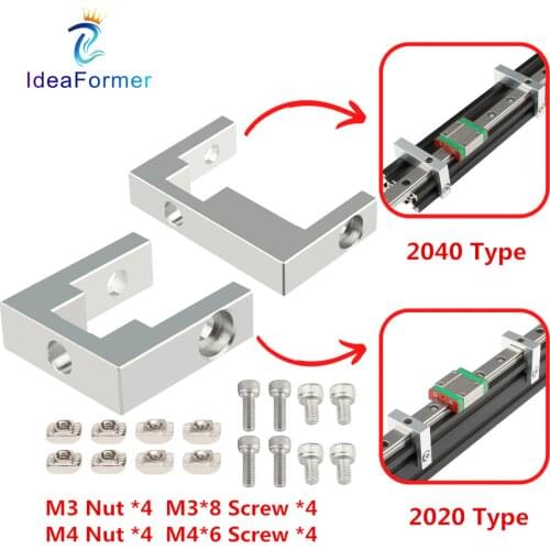 2 Set/lot BLV Ender-3 3D Printer Parts 2020 2040 Profile Fixed Block With Screw Kit For MGN12 Linear Guide Rail Fixing Block