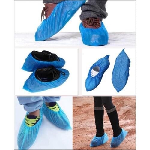 200pcs 100 Pairs Home Booties Shoe Covers PE Disposable Overshoes Blue NEW