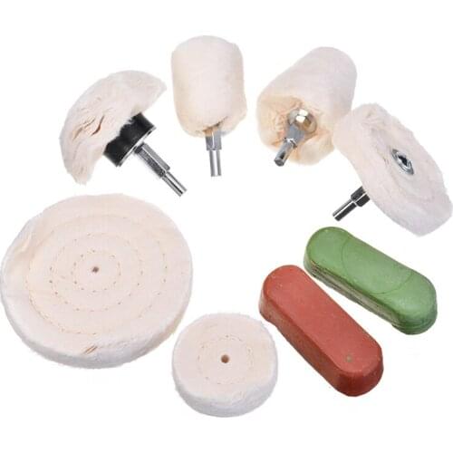 9pcs Car Auto Polishing Cotton Polishing Heads Paste Rims Chrome Aluminum Alloy Tool Kit For Silver Gold Jewelry Body