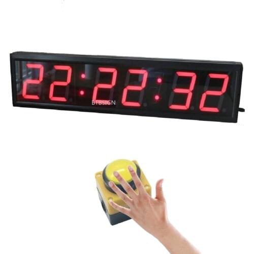 BTBSIGN Large LED Countdown Timer Stopwatch With Wired Big Button and Wireless Remote Obstacle Course Races Wipeout Timer 4inch